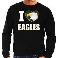 I love eagles sweater / trui met dieren foto van een amerikaanse zeearend zwart voor heren - thumbnail