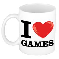 I Love Games cadeau mok / beker wit met hartje 300 ml