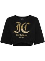 Just Cavalli haut crop en coton à logo imprimé - Noir