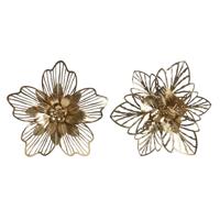 Wanddecoratie Home ESPRIT Gouden Modern Bloem 51 x 6 x 51 cm (2 Stuks)