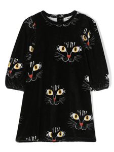 Mini Rodini robe Angry Cat en velours - Noir