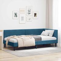 Hoekbedframe Blauw 90 x 200 cm Fluweel en Engineered hout