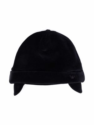 Emporio Armani Kids bonnet en coton à détail d'oreilles - Bleu