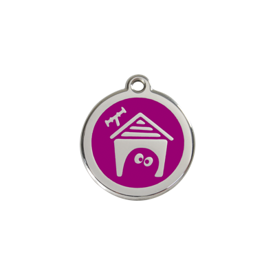 Dog House Purple roestvrijstalen hondenpenning small/klein dia. 2 cm - Reddingo