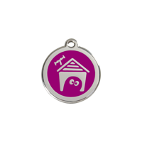 Dog House Purple roestvrijstalen hondenpenning small/klein dia. 2 cm - Reddingo
