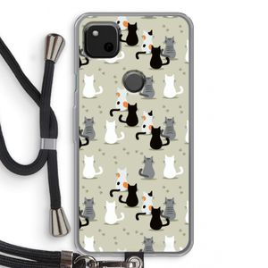 Katten: Pixel 4a Transparant Hoesje met koord