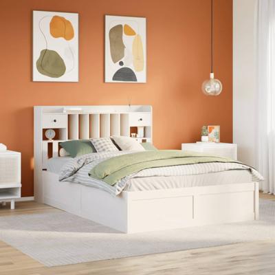 Bedframe zonder matras massief grenenhout wit 150x200 cm