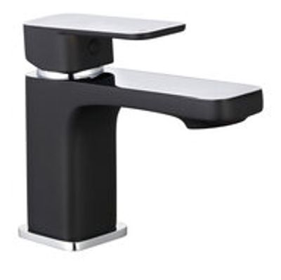 MADASGASKAR ééngreepsmengkraan wastafel, chroom/mat zwart keramische schrijven geluidsarme, verwisselbare 35 mm cartouche flexibele metalen aansluitslangen volgens DVGW/KTW-A push-pop-up afvo
