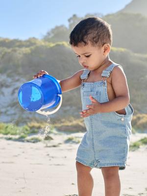 Korte denim salopet babyjongen double stone