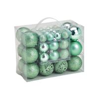 50x stuks kunststof kerstballen mint groen 3, 4 en 6 cm