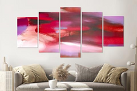 Karo-art Schilderij -Abstract Rood,   5 luik, 200x100cm, Premium print - thumbnail