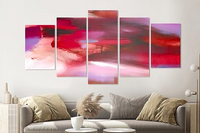 Karo-art Schilderij -Abstract Rood,   5 luik, 200x100cm, Premium print