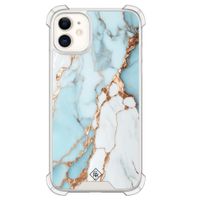 iPhone 11 siliconen shockproof hoesje - Marmer lichtblauw