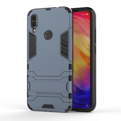 Schokbestendige PC + TPU Case voor XiaoMi RedMi Note 7 met houder (marineblauw)