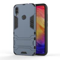 Schokbestendige PC + TPU Case voor XiaoMi RedMi Note 7 met houder (marineblauw)