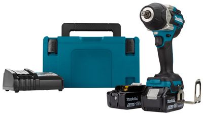Makita DTW700RTJ 18 V Slagmoersleutel 1/2" 700Nm met frictiering en gat voor borgpen | 5,0 Ah accu (2 st), snellader, Mbox