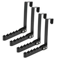 Deurhaak inklapbaar - 4x - zwart - metaal - ophanghaakjes - deurkapstok