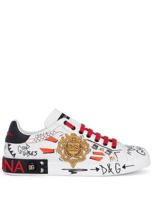 Dolce & Gabbana baskets cloutées Portofino en cuir - Blanc