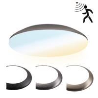 LED Bulkhead - Bewegingssensor - Ø30 cm - 18 watt - 2100 Lumen - 3 Lichtkleuren - CCT Switch - IP65 Waterdicht - IK10 - RVS - Plafondlamp
