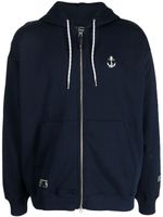 izzue hoodie zippé à logo brodé - Bleu