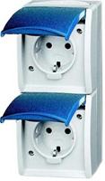 Busch Jaeger SWD opbouw stopcontact RA dubbel verticaal blauw - 4696020