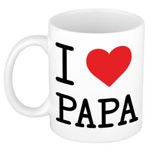 Cadeau I love papa kado koffiemok / beker voor verjaardag / Vaderdag 300 ml - feest mokken