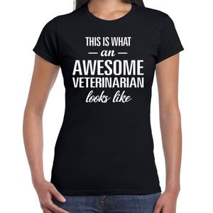 Awesome veterinarian / geweldige dierenarts cadeau t-shirt zwart voor dames