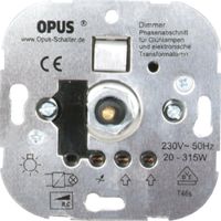 Opus halogeen draaidimmer met druk-wisselschakelaar voor elektronische trafo's 20-315 VA