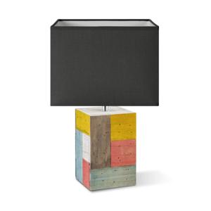 Tafellamp Block - Tora Houten Voet - Lampenkap Antraciet