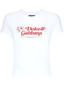 Dolce & Gabbana t-shirt en coton mélangé à logo imprimé - Blanc