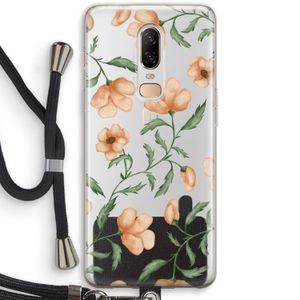 Peachy flowers: OnePlus 6 Transparant Hoesje met koord