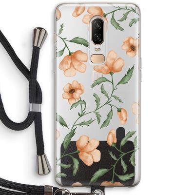 Peachy flowers: OnePlus 6 Transparant Hoesje met koord