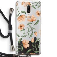 Peachy flowers: OnePlus 6 Transparant Hoesje met koord