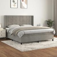 Boxspring met matras fluweel lichtgrijs 160x200 cm