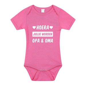 Hoera jullie worden opa en oma cadeau baby rompertje roze meisj