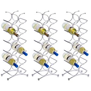 3x Zilver wijnflessen rek/wijnrekken staand voor 12 flessen 67 cm