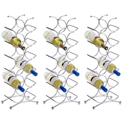 3x Zilver wijnflessen rek/wijnrekken staand voor 12 flessen 67 cm