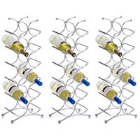 3x Zilver wijnflessen rek/wijnrekken staand voor 12 flessen 67 cm