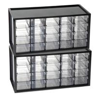 Sorteerbakjes spijkers/schroeven - 2x - 20 lades - 16 x 38 x 20 cm - opbergkastjes - ophangbaar - zw