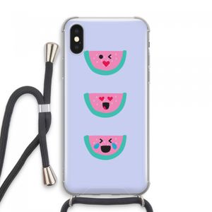 Smiley watermeloen: iPhone XS Max Transparant Hoesje met koord