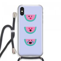 Smiley watermeloen: iPhone XS Max Transparant Hoesje met koord