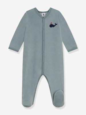 Effen PETIT BATEAU baby pyjama van fluweel / velours