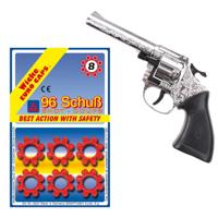 Cowboy speelgoed revolver/pistool set - kunststof - 6x 8 shots ringen - 96 shots in de set