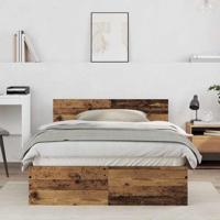 Bedframe met Hoofdeinde Oud Hout 120 x 190 cm Bewerkt hout