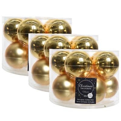 Kerstballen set - 30x stuks - goud - glas - 6 cm - glans/mat - kerstversiering