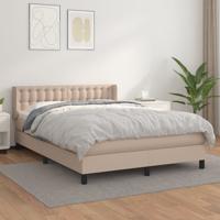 Boxspring met matras kunstleer cappuccinokleurig 140x190 cm