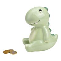 Spaarpot Dino van keramiek groen (B/H/D) 10x16x13cm