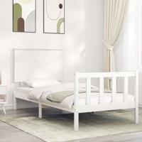 Bedframe zonder matras massief grenenhout wit 90x200 cm