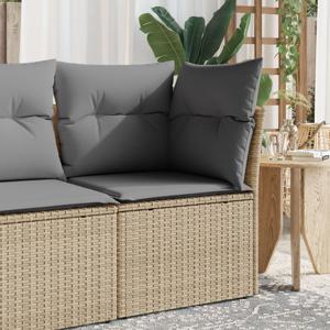 Tuinbank zonder armleuning met kussens poly rattan beige