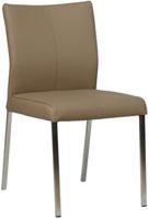 Taupe leren moderne eetkamerstoel Basic - poot vierkant rvs - Toledo Leer Mocca (taupe leer)